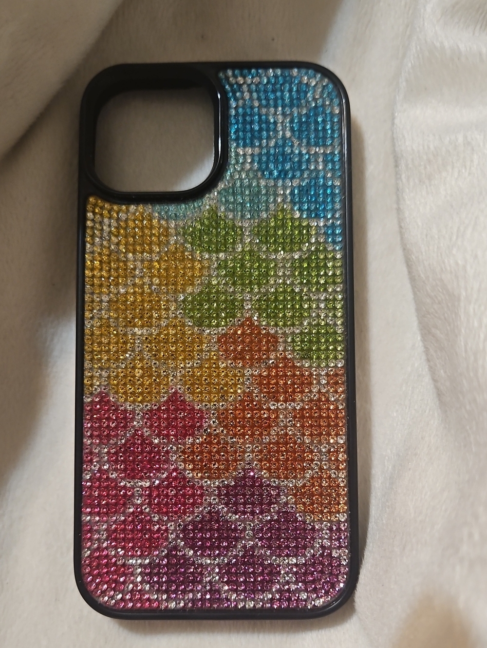 Rhinestone Rainbow Pattern Phone Case - Multicolor